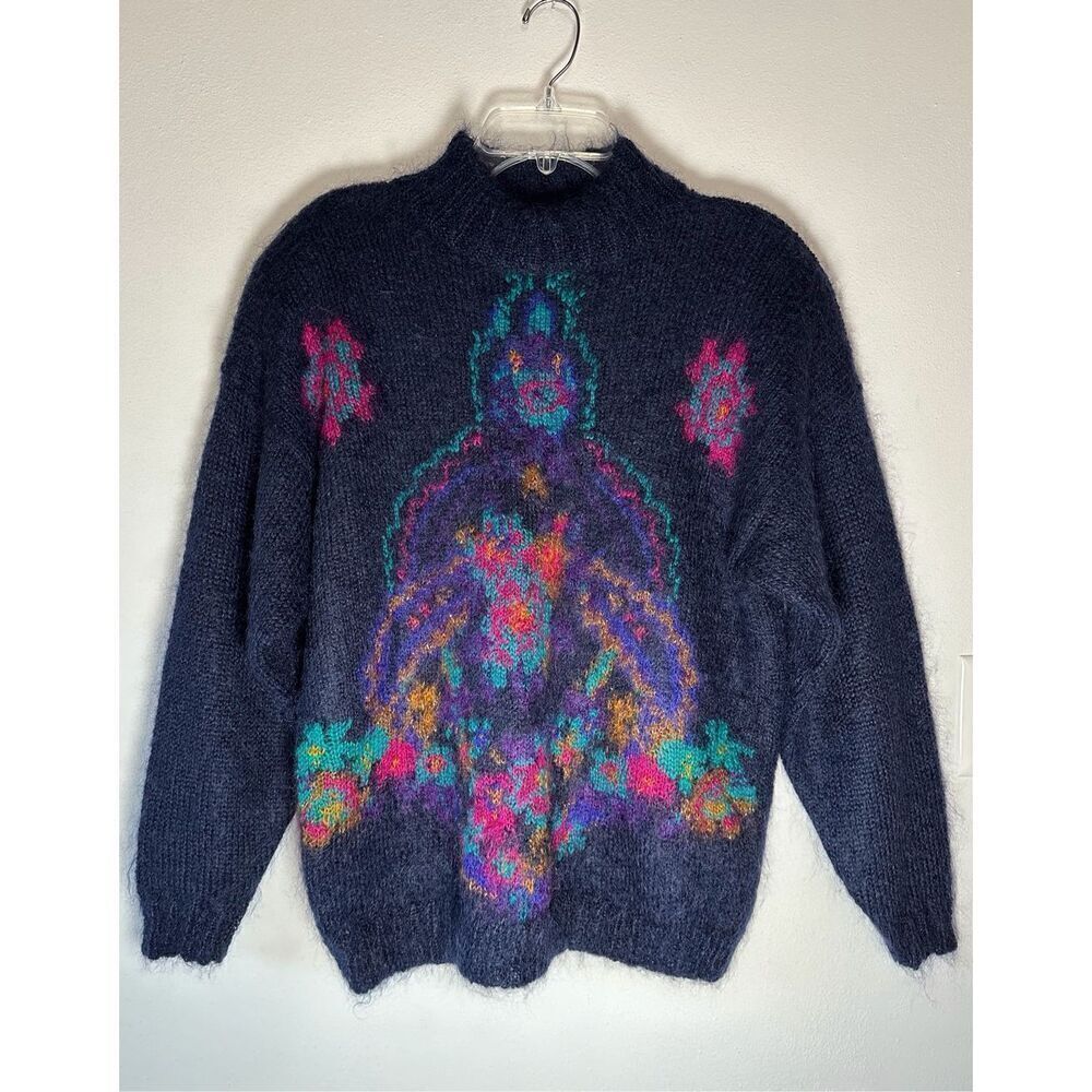 Studio by Michelle Stuart Vtg mohair blend colorful sweater size M #10-1571
